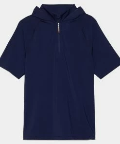 TECH NYLON SHORT SLEEVE OPS QUARTER ZIP HOODED SLIM FIT PULLOVER