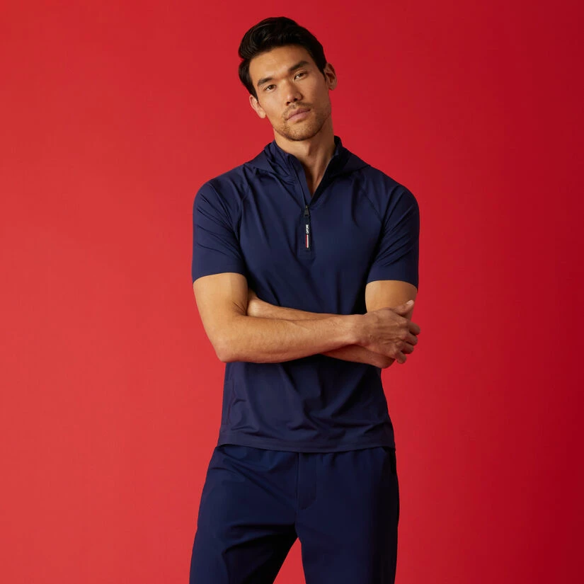 TECH NYLON SHORT SLEEVE OPS QUARTER ZIP HOODED SLIM FIT PULLOVER - Image 2