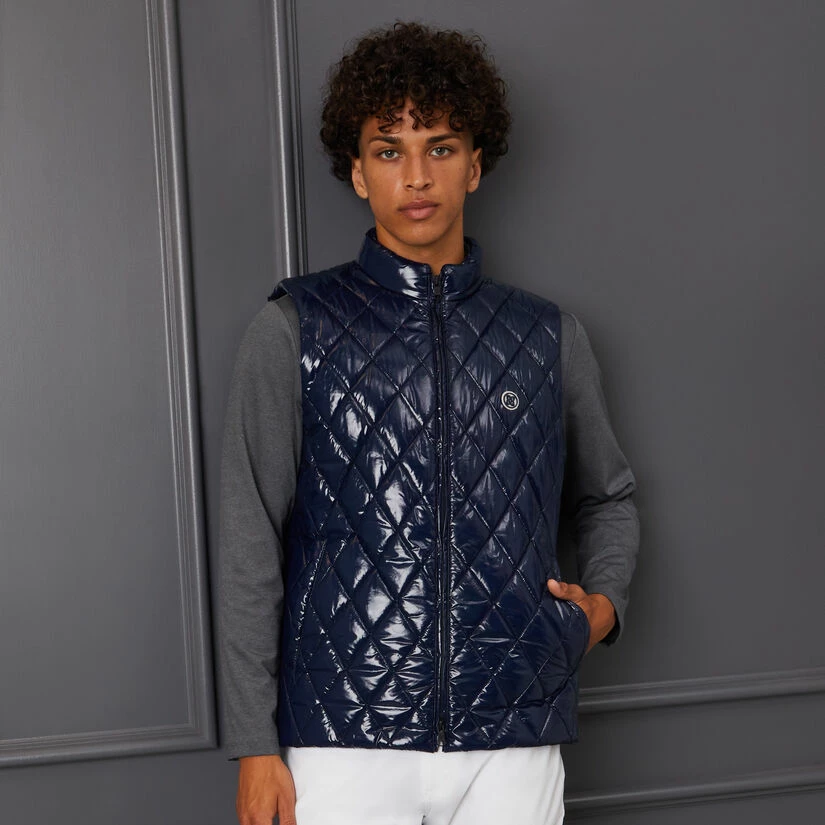 QUILTED POLISHED NYLON WOOL LINED SLIM FIT PUFFER VEST - Image 2