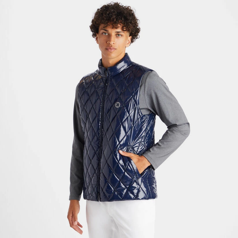 QUILTED POLISHED NYLON WOOL LINED SLIM FIT PUFFER VEST - Image 3