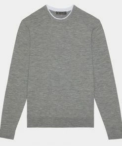 CONTRAST MERINO WOOL BLEND SLIM FIT CREWNECK SWEATER