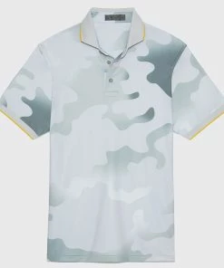 CAMO MODERN SPREAD RIB COLLAR TECH JERSEY SLIM FIT POLO
