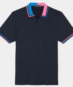 TWO TONE RIB COLLAR TECH JERSEY SLIM FIT POLO