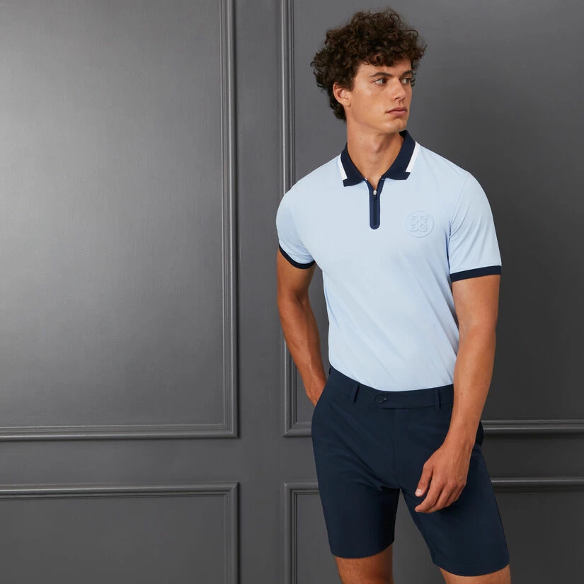 EMBOSSED LOGO QUARTER ZIP RIB COLLAR TECH PIQUÉ SLIM FIT POLO - Image 2