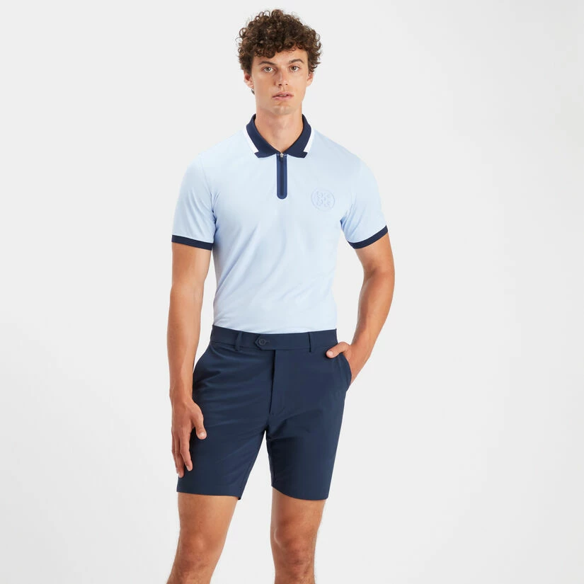 EMBOSSED LOGO QUARTER ZIP RIB COLLAR TECH PIQUÉ SLIM FIT POLO - Image 3