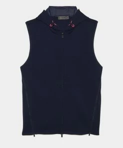 DOUBLE KNIT SPACER JERSEY HOODED SLIM FIT FULL ZIP VEST