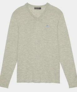CONTRAST V NECK SLIM FIT CASHMERE SWEATER
