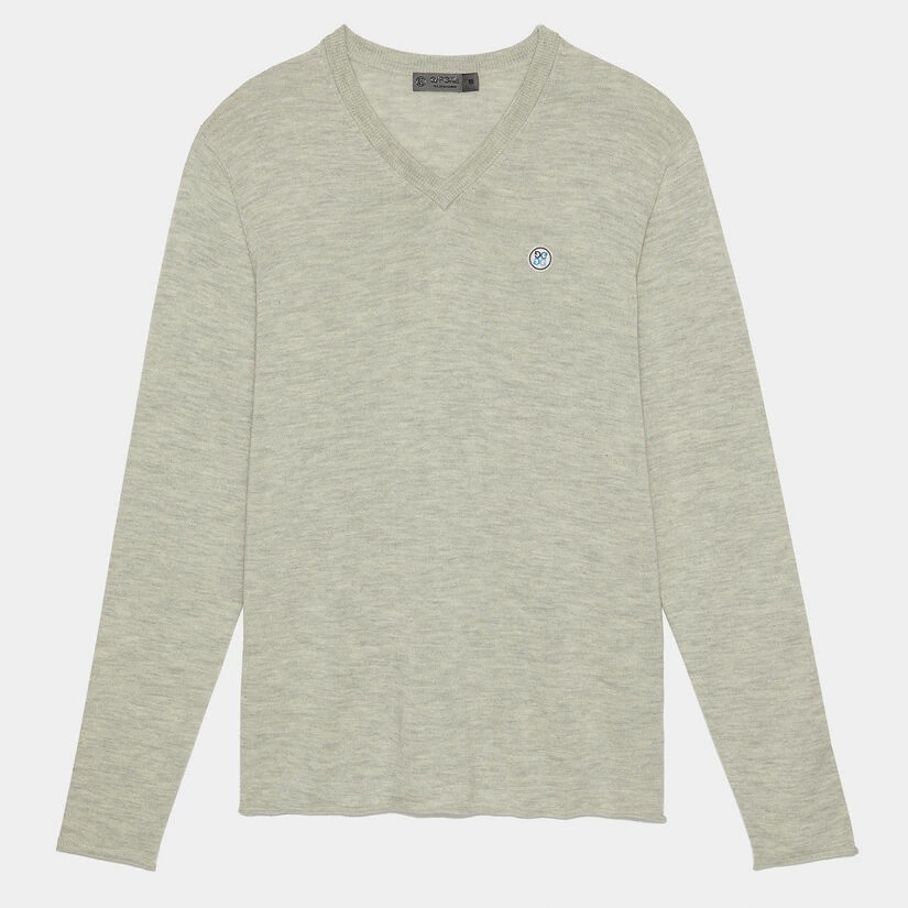 CONTRAST V NECK SLIM FIT CASHMERE SWEATER