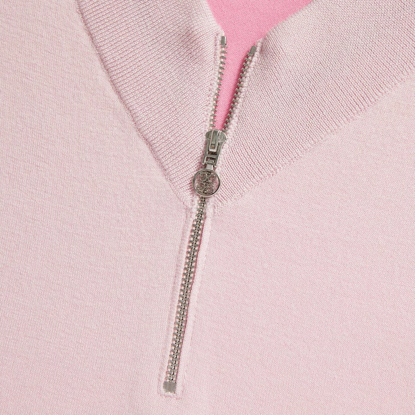 CONTRAST V NECK MERINO WOOL SLIM FIT QUARTER ZIP SWEATER - Image 6