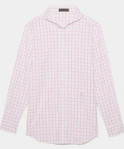 TATTERSALL PLAID MODERN SPREAD COLLAR NYLON WOVEN SLIM FIT SHIRT