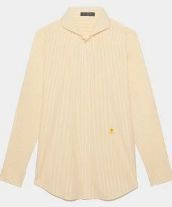 CLASSIC STRIPE MODERN SPREAD COLLAR NYLON WOVEN SLIM FIT SHIRT