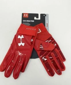 New Under Armour UA Heater Batting Gloves M Adult Mens Baseball Softball Red