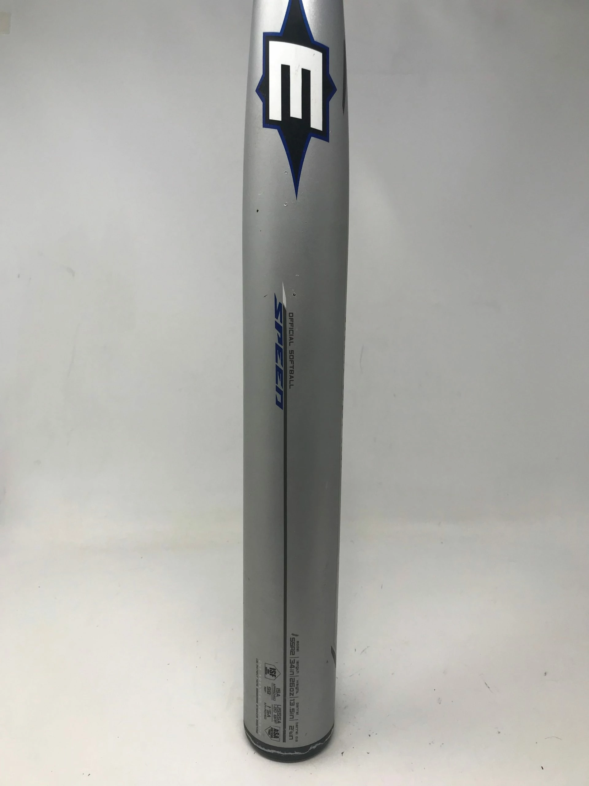 Used Easton Stealth Speed XL 34/26 SSR2 Slowpitch Softball Bat Silver/Blue - Image 2