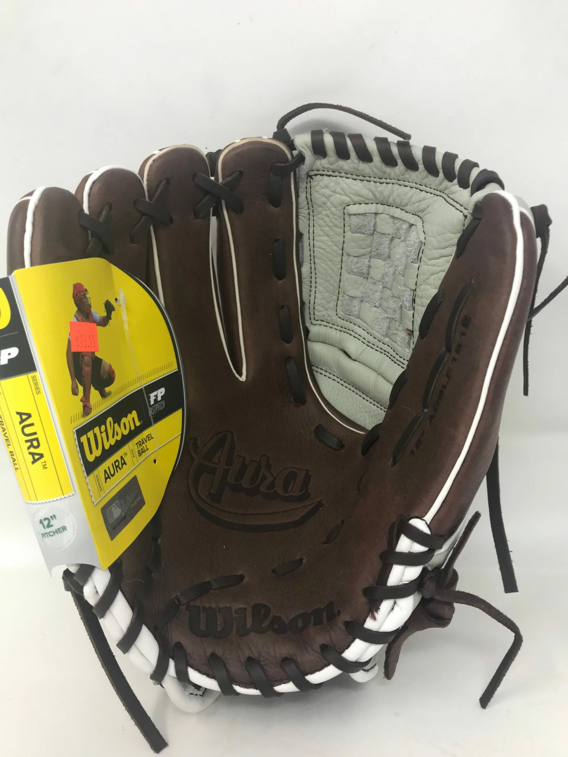 New Wilson Aura Fastpitch Softball Glove Series LHT 12 Inch Gray/Brown - Image 3