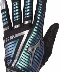 New Mizuno F-257 Women's Softball Batting Glove Medium Black/Iridescent