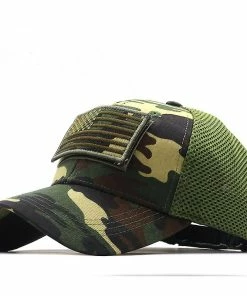 Qian Tactical Camouflage Baseball Caps Men Summer Mesh Military Army Caps Constructed Trucker Cap Hats With Usa Flag Patches