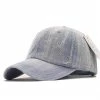 Qian Unisex Washed Denim Baseball Cap Distressed Ripped Hole Adjustable Snapback Hat Hip Hop Caps Outdoor Sports Hats Gorras