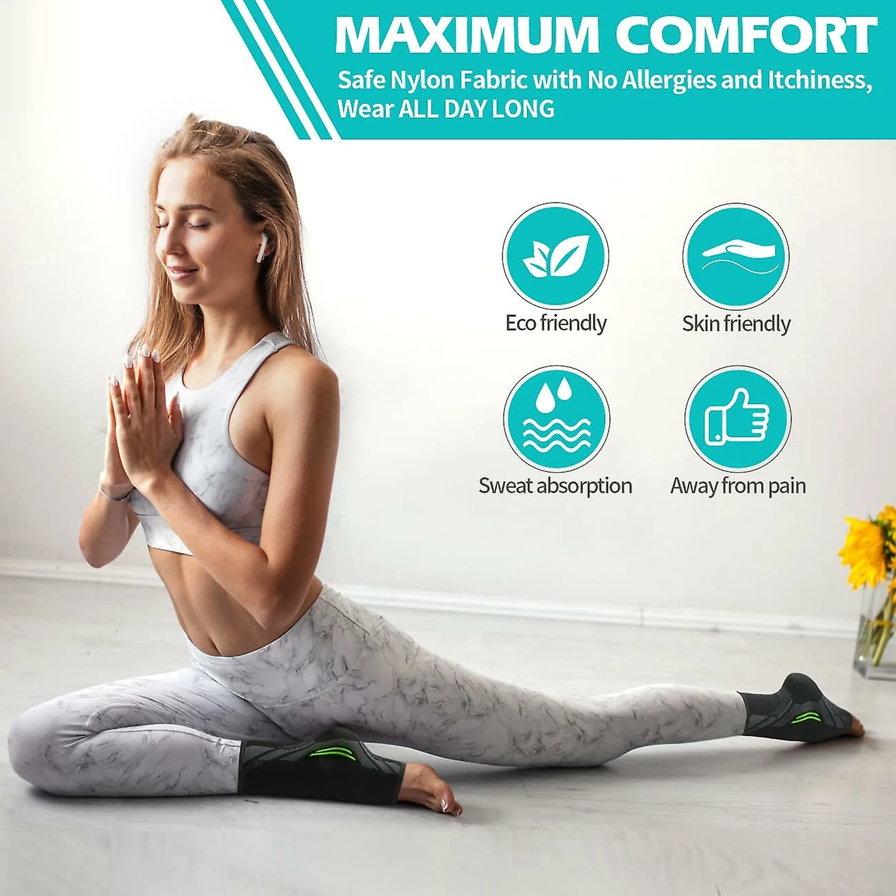 Ksalfye 1 Pair Ankle Brace Compression Ankle Sleeve For Sprained Ankle, Injury Recovery, Joint Painachilles Tendonitis Support, Plantar Fasciitis Sock Reduce - Image 2