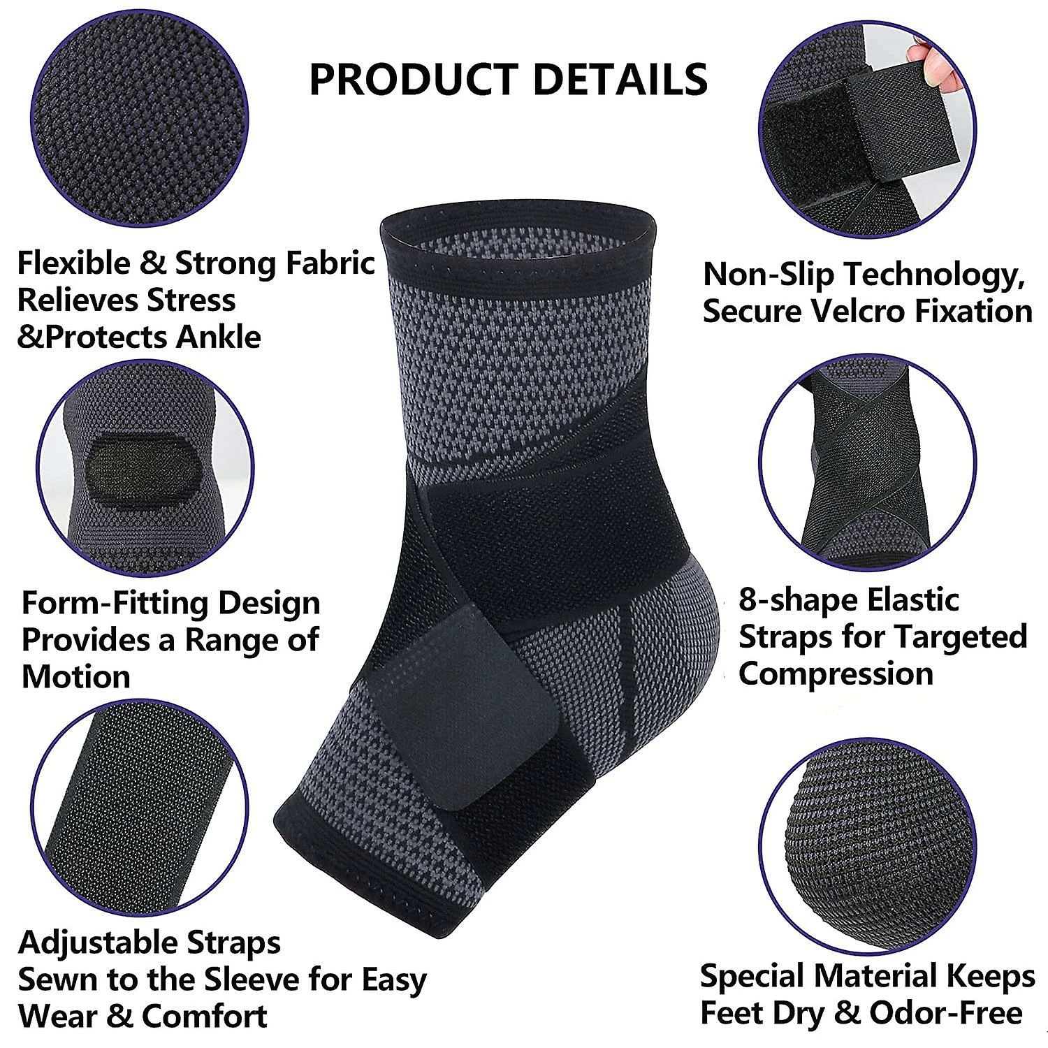 Ksalfye Ankle Braces, Adjustable Compression Ankle Support Men & Women For Injury Recovery, Achilles Support And Strong Ankle Brace Sports Protection, Stabili - Image 2