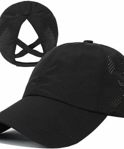 Unbranded Womens Criss Cross Ponytail Baseball Cap Adjustable High Messy Bun Ponycap Quick Drying Hat