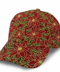 Bilking Baseball Cap Red Dad Caps Poinsettia Red Flowers Santa Cap Print Classic Fashion Casual Adjustable Sport For Women Christmas Hat