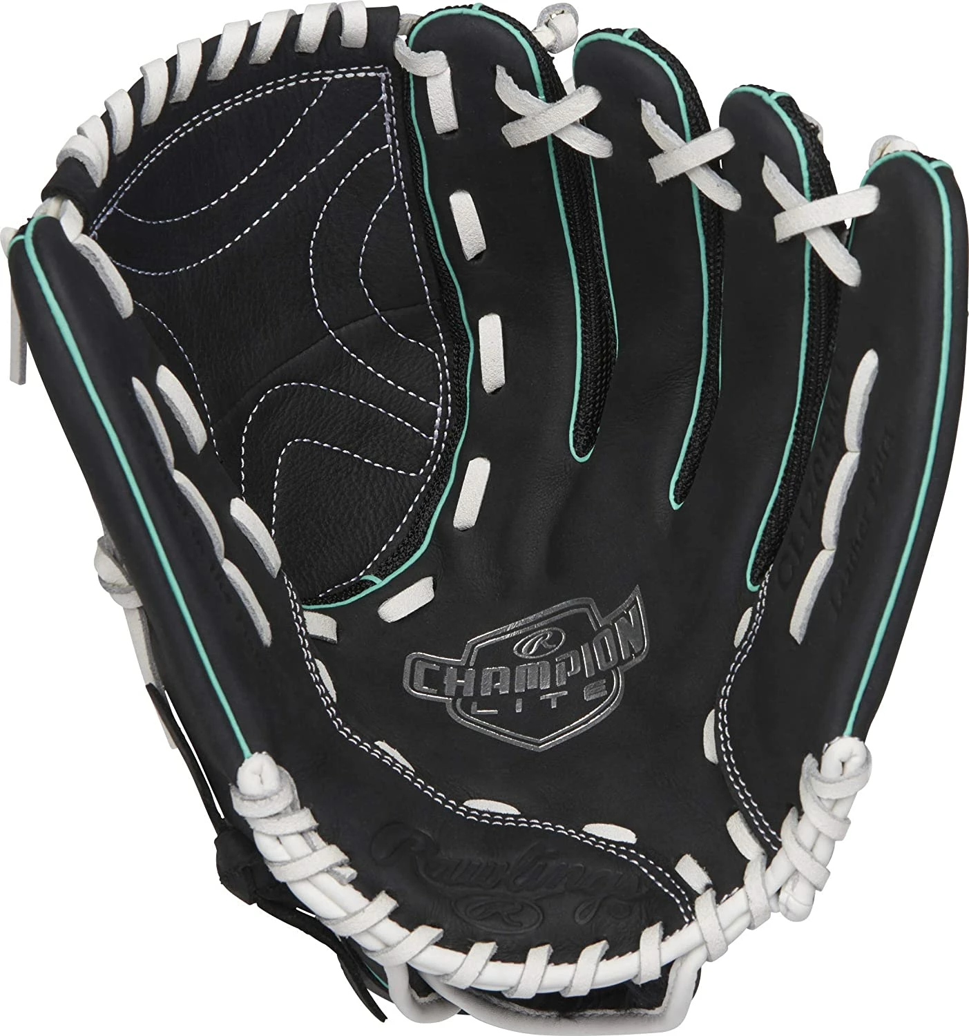 New Rawlings Champion Lite Youth Fatchpitch Softball Glove Series 12.5In RHT Blk/Gr - Image 2